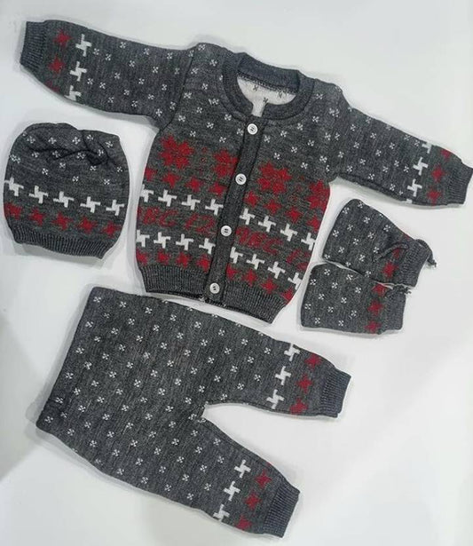 Baby Boys & Baby Girls Casual Sweater Socks, Pyjama, Cap  (Grey)