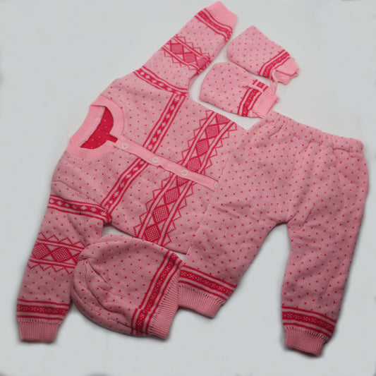 Baby Boys & Baby Girls Casual Sweater Socks, Pyjama, Cap  (Pink)